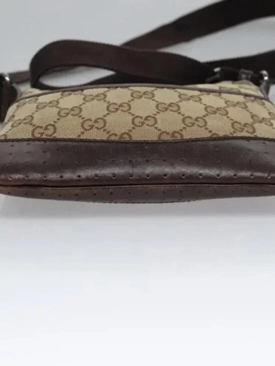 GUCCI GG Canvas Shoulder Bag Beige Brown gold - Picture 5 of 16